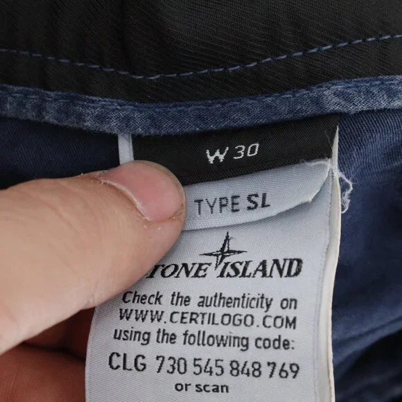 Stone Island Cargo Pants Men 30 Type SL Blue garment dyed trouser Cotton Pockets - Picture 12 of 15